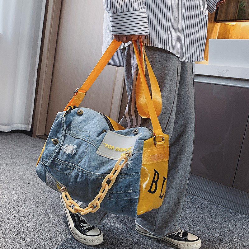 Luxury Bags Blue - Moda Denim kadınlar omuz çantaları büyük