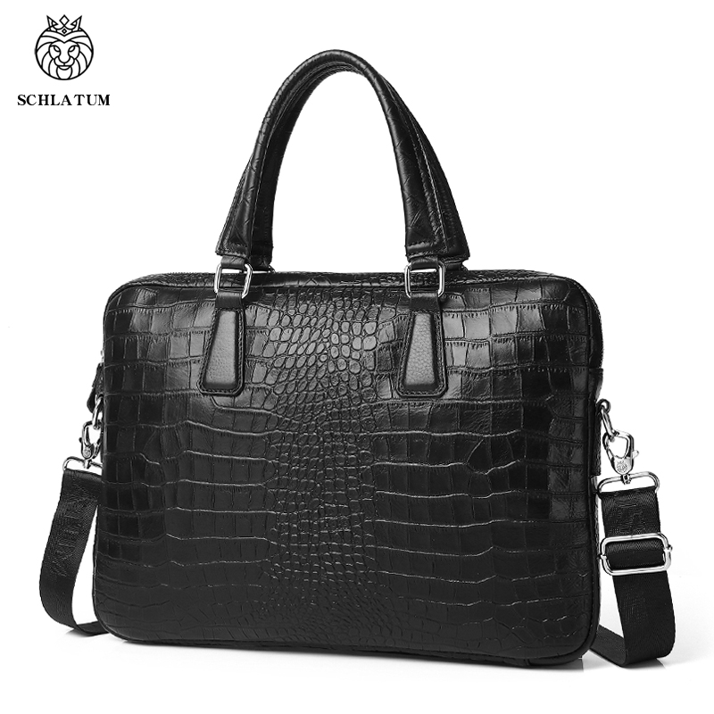 Luxury Bags That Fit Laptop - SCHLATUM Hakiki Deri Timsah Tahıl Evrak