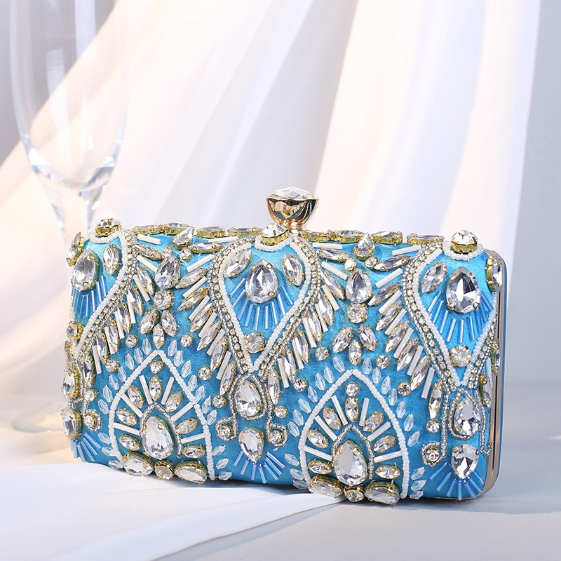 Luxury Bags Blue - Kadın akşam gelin için el çantası
