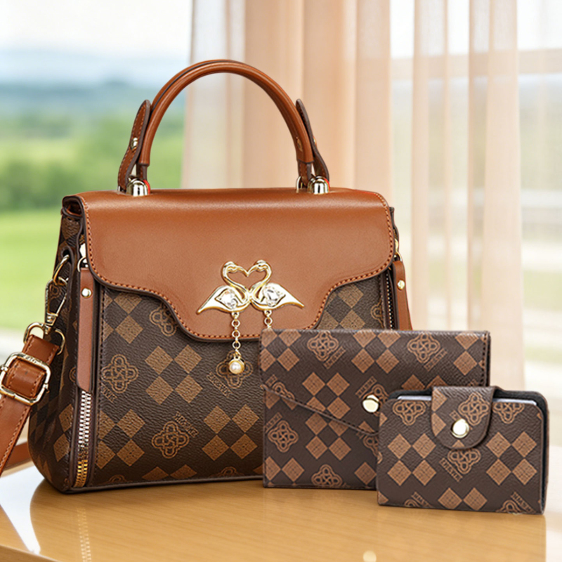 Luxury Bags - 3 parçalı kadın çanta seti, hafif