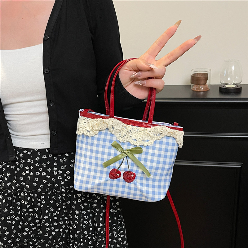 Luxury Bags With Zipper - Kadın Yeni Çanta Kore Kareli Puantiyeli
