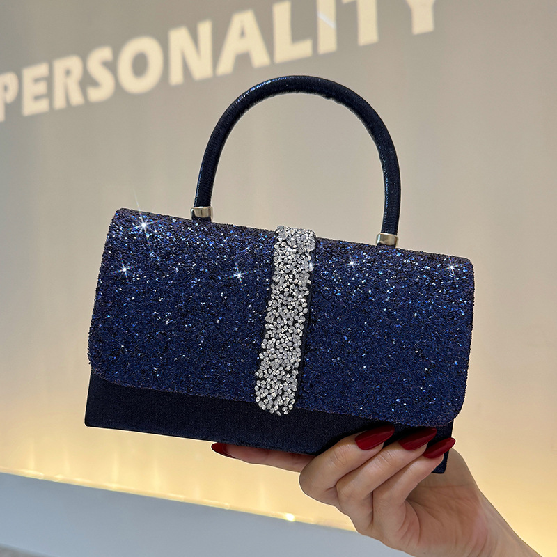 Luxury Bags Blue - Lüks Parlak Gece Çantası, Yapay Elmas