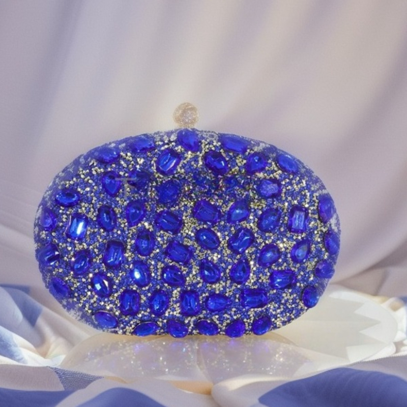 Ünlü Oval Büyük Elmaslı Yemek  - Luxury Bags Blue incelemesi ve fiyatı